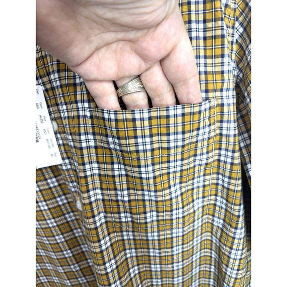 New J. Crew Mens Slim Button Down Shirt Size M Yellow Navy Blue Long Sleeve - Picture 9 of 14